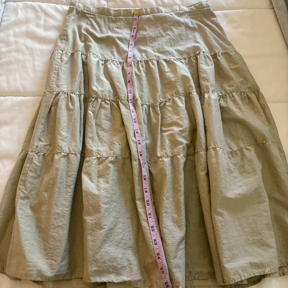 Talbots Women’s Light Brown Cotton Tiered A-Line Midi Skirt - Picture 7 of 9